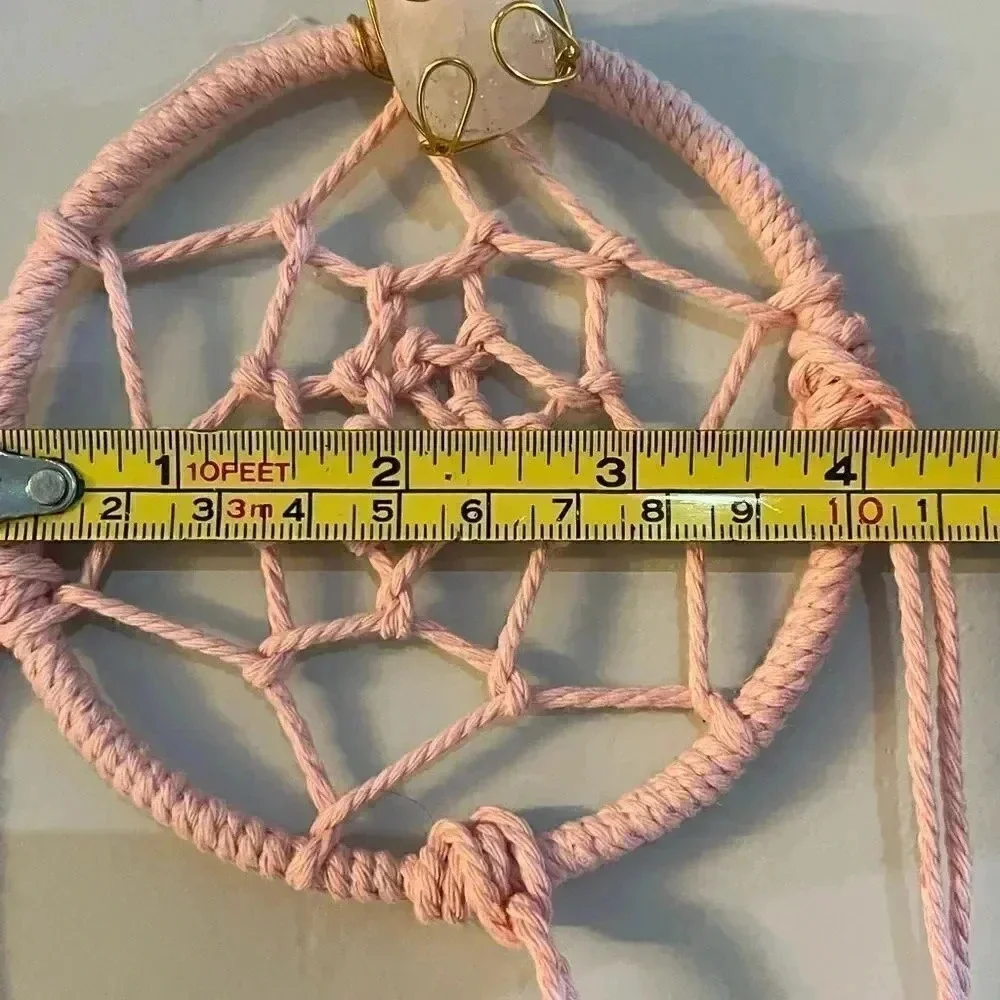 Lorena Espinoza Design handmade dream catcher with gemstone in pink
